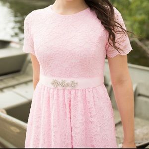 Blush Pink Lace Bridesmaid Dress custom made